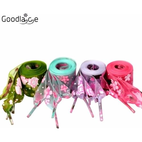 Fashion Style 2.5 CM Wide Flat Shoelaces Organza Ribbon Shoe Laces for Girls Women 120 CM