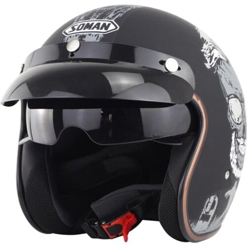 DOT Motorcycle Open Half Face Helmet Motobike 3/4 Scooter Bike Vintage Helmets