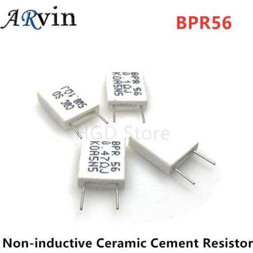 10pcs BPR56 5W 0.01 0.1 0.15 0.22 0.25 0.33 0.47 0.5 ohm Non-inductive Ceramic Cement Resistor 0.1R 0.15R 0.22R 0.25R 0.33R 0.5R