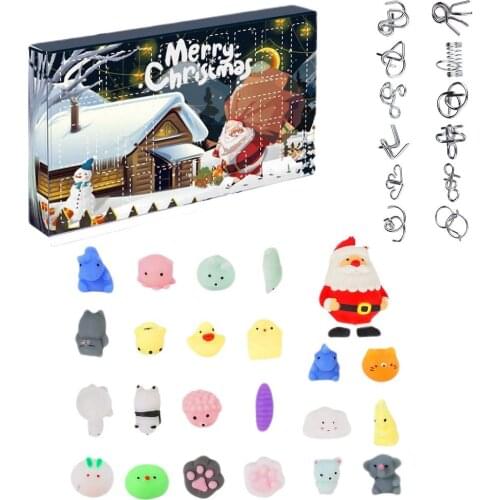 Xmas Toys 24 Days Christmas Advent Calendar Pack Anti Stress Toys Kit Stress Relief Figet Toy Blind Box Kids Christmas Gift
