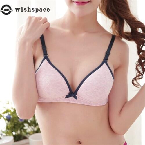 The New 2021 Sexy Girl Without Rims Bra Students Together Comfortable Cotton Underwear Puberty Bra AB Thin Cup