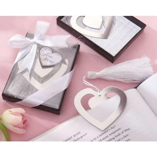 Wholesale Double Heart Bookmarks With Tassel Wedding Supplies Pendant Gifts Free shipping