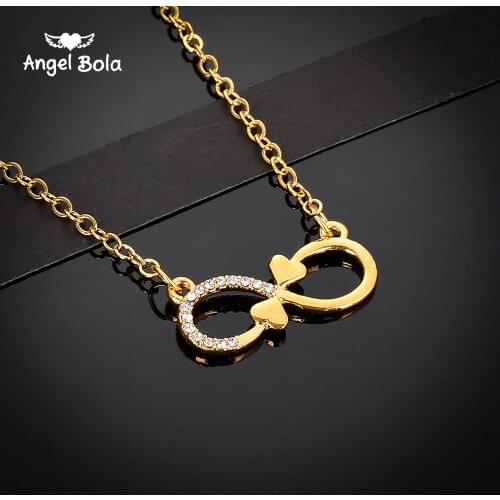 Wholesale Infinity Necklace with Names Infinity Pendant Bowknot Necklace Endless Love Infinity Valentines Day Gift