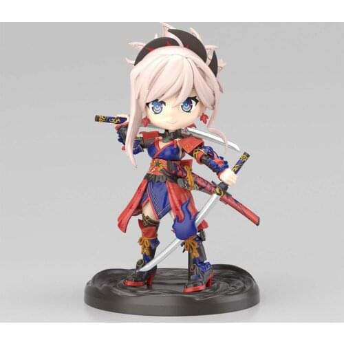 Tronzo Original BANDAI Petitrits Fate Grand Order FGO Saber Miyamoto Musashi Cute Assemble Action Figure Model Dolls Toys Gift