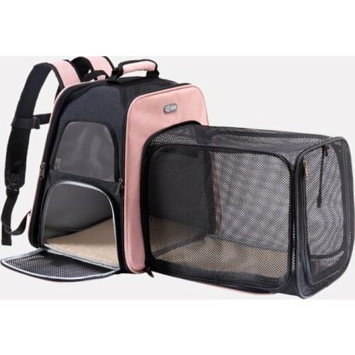 Pet Folding Backpack Portable Extensible Breathable Mesh Extended Folding Dog Carrier Bags Dog Transportation Outgoing Handbag