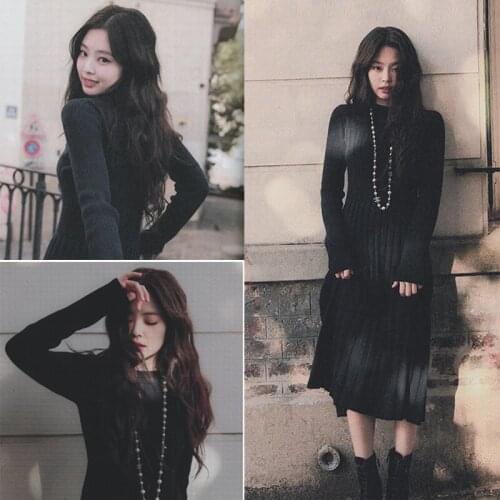 Kpop Seo Yea Ji IU Lee Ji Eun Winter warm Black Knitting Dress women Harajuku Style streetwear sexy long section sweater dresses