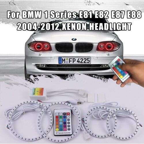 For BMW 1 E81 E82 E87 E88 04-12 XENON HEADLIGHT Daytime Running Light DRL Angel Eyes LED RGB Multi-color Headlight Halo Ring Kit