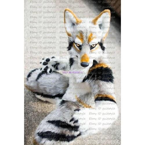 Customized available real photo full sets grey wolf husky dog Suit fursuit Costume fox Party Fancy Dress Carnival Gift