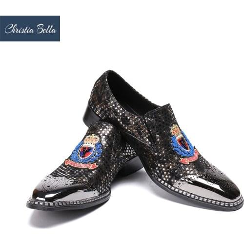 Christia Bella Luxury Men Leisure Leather Shoes Fashion Designer Embroidered Personalized Boat Shoes for Man Dress Shoes Oxfords