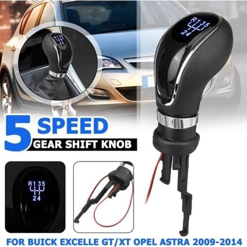 5 Speed Gear Shift Knob Leather Shifter Lever Handle Stick W/LED Backlight for Buick Excelle GT/XT OPEL ASTRA 2009-2014