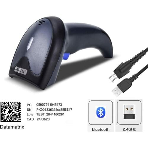 NETUM W8-X Bluetooth 2D/QR Barcode Scanner PDF417 Reader (3-in-1 2.4G Wireless & USB2.0 Wired & Bluetooth) for Mobile Payment