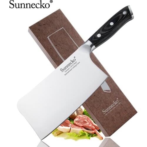 Sunnecko 6.5" Cleaver Knife Bone Cutter German 1.4116 Steel Blade Chinese Chopping Knife Sharp Kitchen Knives Wood Handle