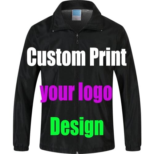 Custom Jacket Windbreaker DIY Print Logo Embroidery Design Photos Wind proof Coat Thin Jackets Advertisement Company Service