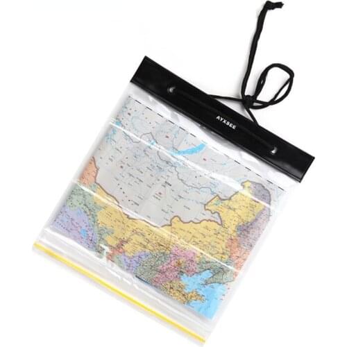 Waterproof Bags World Map Transparent Bag PVC Storage Pouch Document Holder for Outdoor Camping Hiking Travel Kayaking Fishing