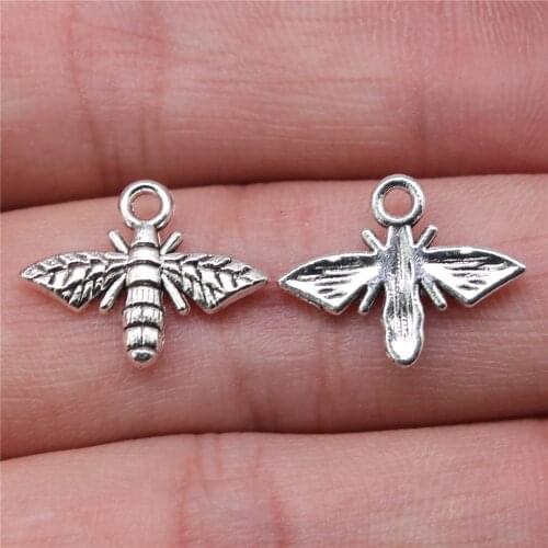 WYSIWYG 20pcs 14x18mm Antique Bronze Color Bee Charms Pendant For Jewelry Making DIY Jewelry Findings