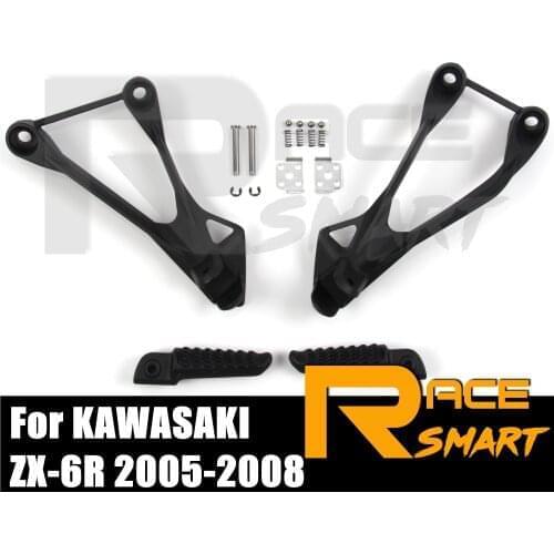 Motorcycle Rear Foot Pegs Pedal Footrest Rearset Parts For KAWASAKI ZX-6R ZX6R ZX 6R NINJA 2005 2006 2007 2008 Black Silver New