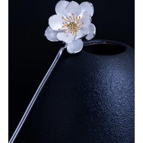 925 Sterling Silver Hair Stick Lotus Flower Chinese Traditional Wedding Hair Accessories Hairpins Luxury Jewelry Air Express