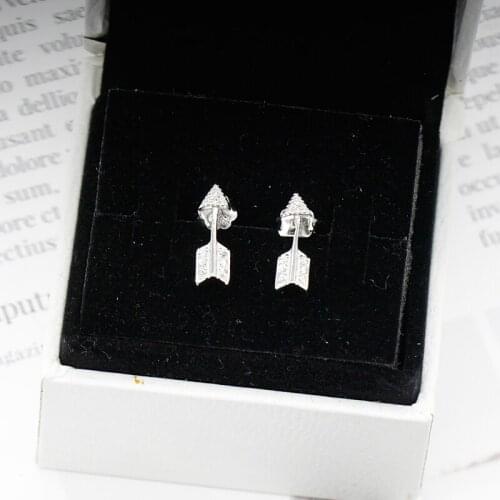 925 Sterling Silver Stud Earrings Romantic Design Small Arrow Heart CZ Earrings for Women Lover Wedding Engagement Jewelry