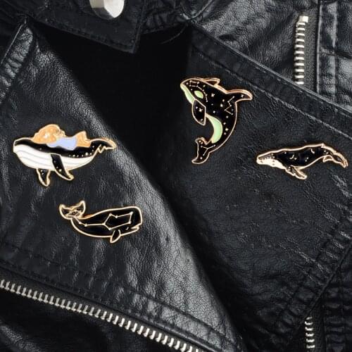 2018 Cartoon animal brooches whale shark Enamel Brooch Denim jeans Lapel Pin Badge Jewelry Gift for kids fashion accessories