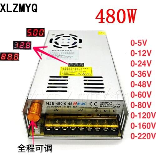 AC-DC 110v-220v 480W Digital Display Switching Power Supply Adjustable Voltage 0-5V 12V 24V 36V 48V 60V 80V 120V 220V 4A 10A 20A
