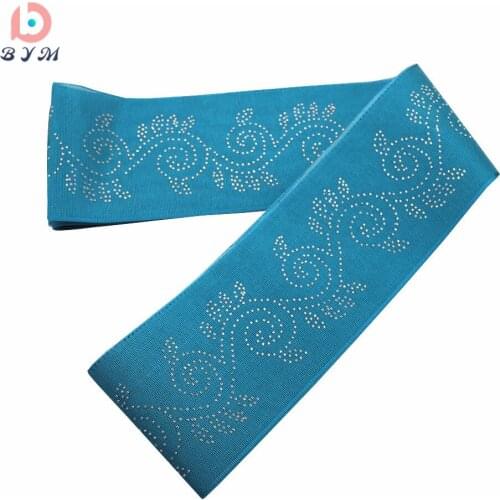 African aso oke headtie with shinning stones aqua 8.6m free shipping Bym 017 nigeria wedding ceremony bride fashions