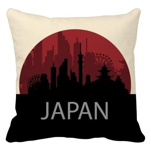 Architecture Landmark Silhouette Japan Throw Pillow Square Cover