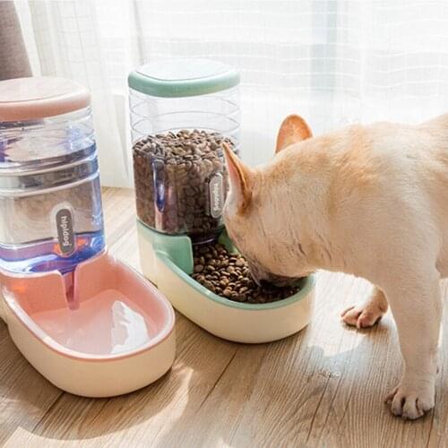 3.8L Pet Cat Automatic Feeders Plastic Dog Water Bottle Food Water Dispenser Cats Dogs Feeding Bowls Pet Supplies Bowl Pink