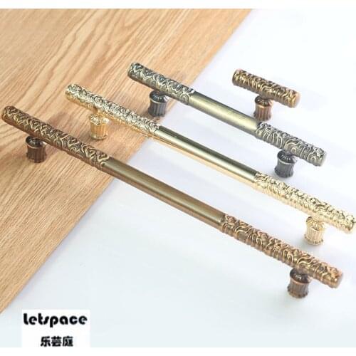 Free Shipping 2pcs Palace Cupboard Door Handle Wardrobe Drawer Closet Zinc Alloy Pull Gold Furniture Top-level Cabinet Knob192mm