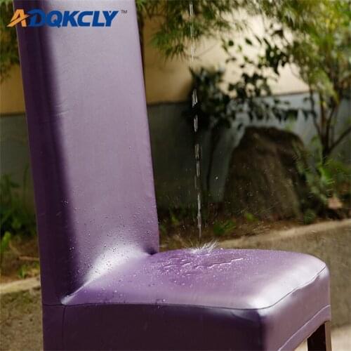 ADQKCLY Dining Chair Cover PU Leather Waterproof Cover Chair for Hotel Banquet Anti-dust Easy Clean Dining Room Chair Covers 1PC