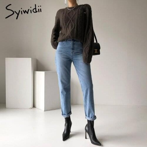 Syiwidii Straight High Waisted Jeans for Women Pants Denim Vintage Vintage Streetwear Full Length 2021 Spring Fashion Clothes