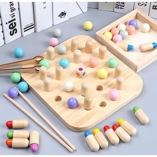 ESUN Kids Wooden Memory Chess Game Color Cognitive Clip Gifts Birthday Early Educational Toy Montessori For Children Fun Toys