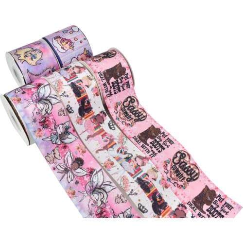 HSDCraft Unicorn Animal Dancer Cartoon Printed Grosgrain Ribbon Party Decoration 10 Yards DIY Bow Bag Material Handmade 10Y