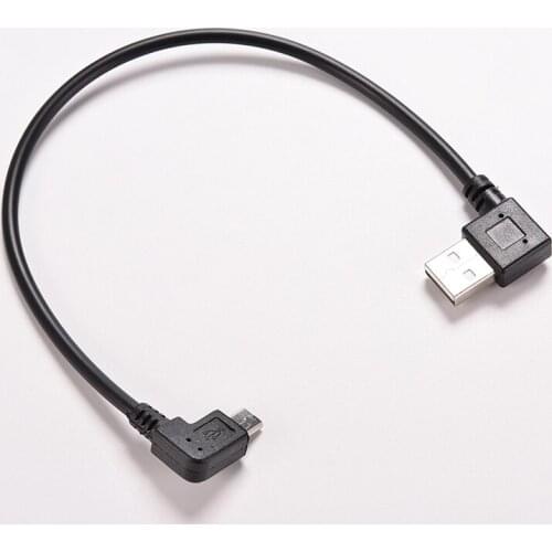 JETTING 27cm 1PC Right Angle USB 2.0 OTG Male to 90 Degree Left Angle Micro USB 5 Pin Male Cable Cord Adapter Connector