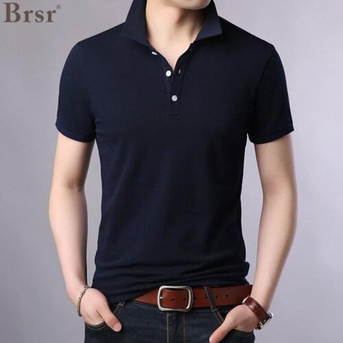 Summer Fashion Men T Shirt All-match Cotton Short Sleeve Turn-down Collar Casual Slim Fit Mens T-shirt Luxury Male Tops Tees