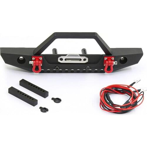 Metal Front Bumper Anti-collision Bumper with Light for 1/10 TRAXXAS TRX-4 SCX10 D90 RC Crawler Car Upgrade Parts