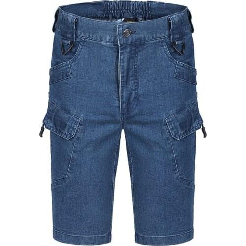 Mens Summer Army Training Combat Tactical Denim Cargo Shorts Outdoor Climbing Riding Sports Breathable Straight Short Trousers