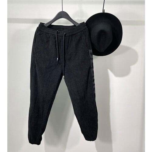 Owen Seak Men Casual Pencil Pants High Street Wear Mens Clothing England Sweatpants Preppy Autumn Winter Cross Black Pants