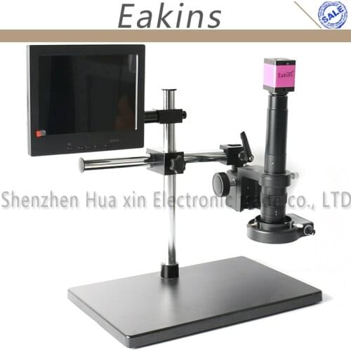 720p HDMI HD Industry Video Microscope Camera Set+Big Boom Stand Universal Bracket +180X/300X C-MOUNT Lens+144 LED Light+8" LCD