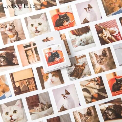 Lychee Life 46Pcs/lot Cute Cat Stickers Paper Scrapbooking Diy Bullet Journal Sticker Japanese Stationery Gift