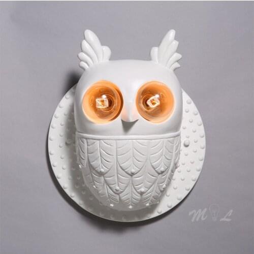 Night Owl Wall Lamp Creative Home Deco Wall Sconces Resin Wall+lamps Living Room Beside Lamp Loft Kitchen Fixture Led Wall Light