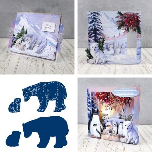 New 2021 Polar Bears Cutting Dies for DIY Scrapbooking Crafts Dies Cut Stencils Maker Photo Album Template Handmade Decoration