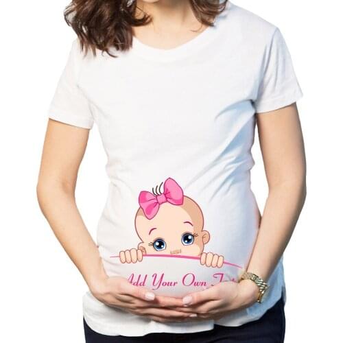 Maternity Women Clothing Summer New Maternity Long Loose T-Shirt Baby Download Printed Plus Size Maternity Pregnant