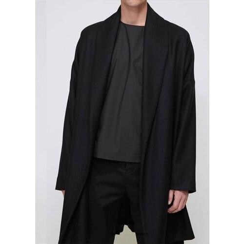2019 autumn and winter thickening long black cardigan woolen coat woolen coat belt jacket Korean version of the British S-4XL