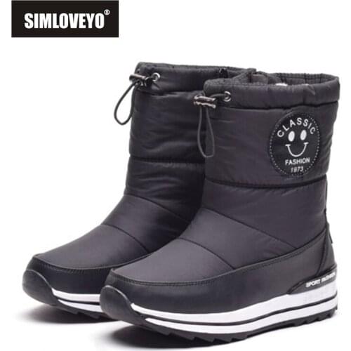 SIMLOVEYO Plus size 34-43 Snow boots for women shoes zipper keep warm thick fur winter boots fashion midcalf boots female A3212