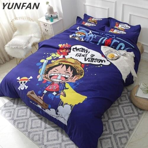 Cartoon Japanese Anime One Piece Bedding Set lovely Boy Children bedclothes duvet cover quilt cover Comfortable pillow case