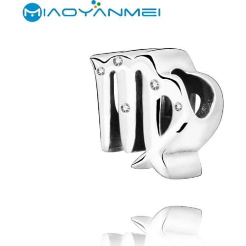 925 Sterling Silver Beads Fashion Sparkling Virgo Zodiac Charm fit Original Pandora Bracelets Women DIY Jewelry