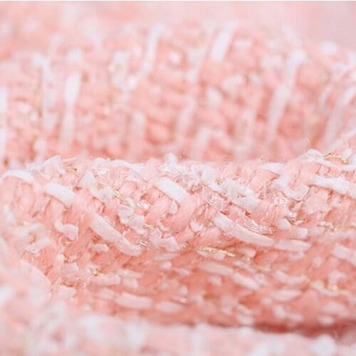 142CM Wide 580G/M Weight Soft Sweet Pink Tweed Knitted Cotton Acrylic Wool Polyester Fabric for Autumn Winter Coat Jacket DE1124