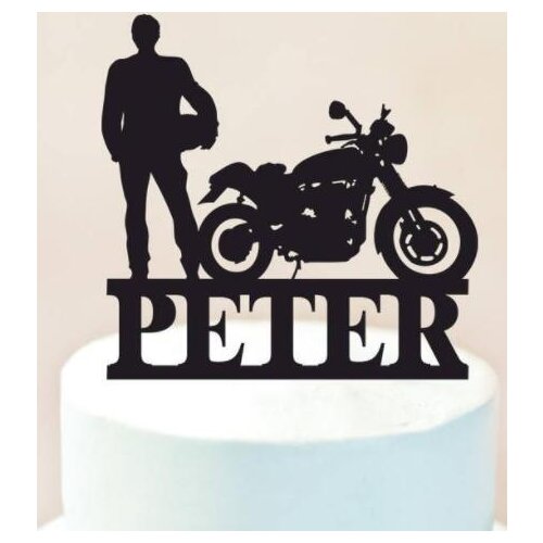 Birthday Cake Topper,birthday Biker Cake Topper,Personalised Topper Motorcycle Cake Topper,Biker Cake Topper