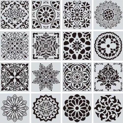 1pc 15*15 Mandala Stencils DIY drawing Laser cut template Wall Stencil Painting for DIY Wood Tiles Fabric Home Decoration