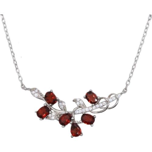 CoLife Jewelry 925 Silver Tree Branch Pendant for Daily Wear 6 Pieces Natural Garnet Pendant Silver Garnet Jewelry